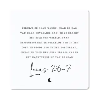 Muismat 30x30 Cm - Mousepad Kerstverhaal - Lucas 2, 6-7 - Quotes - Spreuken - Kerst - Muismatten
