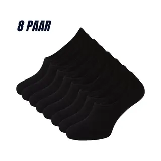 Sokjes.nl ® - Onzichtbare Sneakersokken - Maat 39/42 - 8 Paar - Footies - Naadloos - Anti-slip Hak - No Show - Zwart