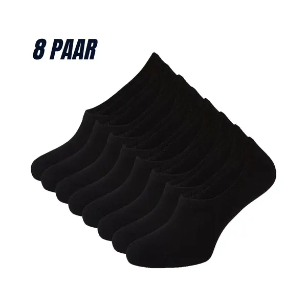 Sokjes.nl ® - Onzichtbare Sneakersokken - Maat 39/42 - 8 Paar - Footies - Naadloos - Anti-slip Hak - No Show - Zwart thumbnail