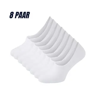 Sokjes.nl ® - Onzichtbare Sneakersokken - Maat 35/38 - 8 Paar - Footies - Naadloos - Anti-slip Hak - Dames - No Show - Wit