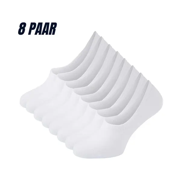 Sokjes.nl ® - Onzichtbare Sneakersokken - Maat 35/38 - 8 Paar - Footies - Naadloos - Anti-slip Hak - Dames - No Show - Wit thumbnail