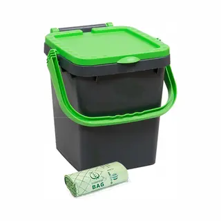 De Bries Ecoplus Afvalbak 20 Liter + Rol Compostbags 30L - Afvalemmer - Afvalscheiden Gft - Sorteer Afvalbak - Sorteer Bak