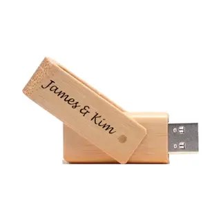 Logo op maat Beuken Hout Uitklap Usb Stick Gepersonaliseerd Met Uw Naam , Tekst Of Logo - 16gb