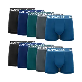 Gianvaglia Boxershorts Heren Katoen - 10-pack - Maat L - Heren Ondergoed - Meerkleurig - Effen