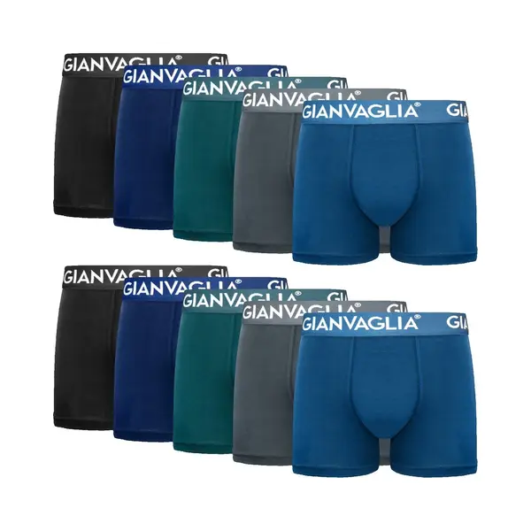 Gianvaglia Boxershorts Heren Katoen - 10-pack - Maat L - Heren Ondergoed - Meerkleurig - Effen thumbnail