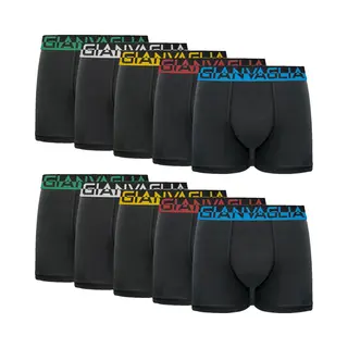 Gianvaglia Boxershorts Heren Katoen - 10-pack - Heren Ondergoed - Meerkleurig - Zwart