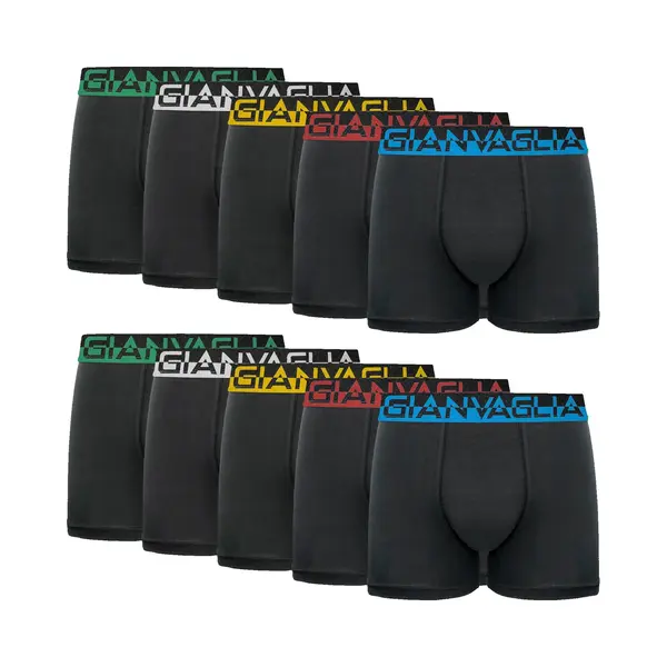Gianvaglia Boxershorts Heren Katoen - 10-pack - Heren Ondergoed - Meerkleurig - Zwart thumbnail