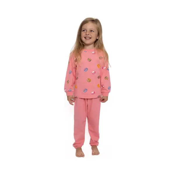Cocodream Quality Meisjes Pyjama - Katoen - Macarons - Roze - Maat 98 thumbnail
