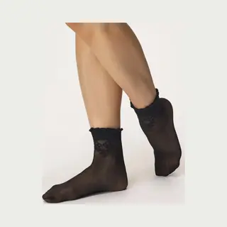 2 Pack Gabriella Pantysokjes Bea 20DEN Met Patroon, One Size, Zwart