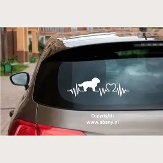 Abany Quality Design Maltezer Leeuwtje - Rashondensticker 3x - Voor Auto - 15x5 Cm