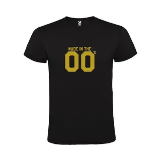 Roly Zwart T Shirt Met Print Van " Made In The Zero's / Dubbel 00 " Print Goud Size Xl