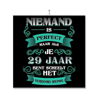 Mc Living Tegel Met Opdruk | Kado | Cadeau | Verjaardag | Niemand Is Perfect Maar Als Je 29 Jaar Bent Scheelt Het Verdomd Weinig
