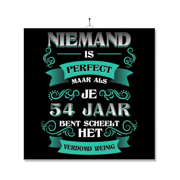 Mc Living Tegel Met Opdruk | Kado | Cadeau | Verjaardag | Niemand Is Perfect Maar Als Je 54 Jaar Bent Scheelt Het Verdomd Weinig thumbnail