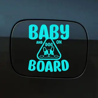 Mc Living Bumpersticker - Baby And Dog On Board - 14x16 - Licht Blauw