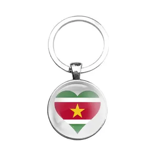 Mc Living Sleutelhanger Glas - Hart Vlag Suriname