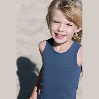 Tanktop - Singlet - Biologisch Katoen - Vintage Blauw - Unisex - 10-12 Jaar