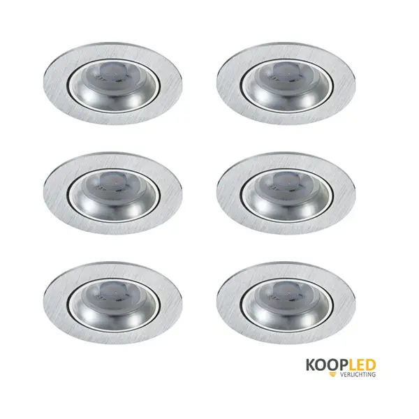 6 Stuks Chroom Inbouwspot Led - Inbouw Armatuur - Kantelbaar - Ronde Plafondspots - Chroom + GU10 Fitting thumbnail