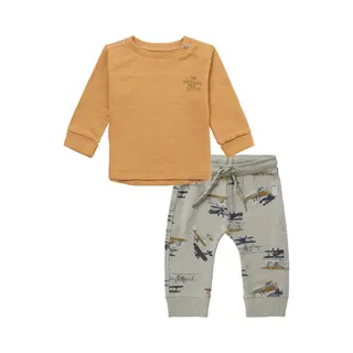 Noppies - Kledingset - 2DELIG - Broek Marvin Willow Grey - Shirt Meggett Apple Cinnamon - Maat 68