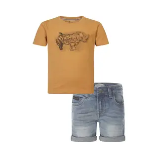 Koko Noko - Noppies - Kledingset - Blue Jeans Short - Shirt Ross Apple Cinnamon - Maat 92