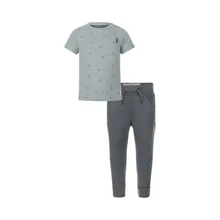 Koko Noko - Kledingset - Jongens - Joggingbroek Steel Blue - Shirt Dusty Blue - Maat 128