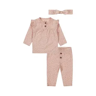 Dirkje - Basic Collection - Bio Cotton - Broekje En Shirt Light Dusty Pink Met Stipje - Maat 74