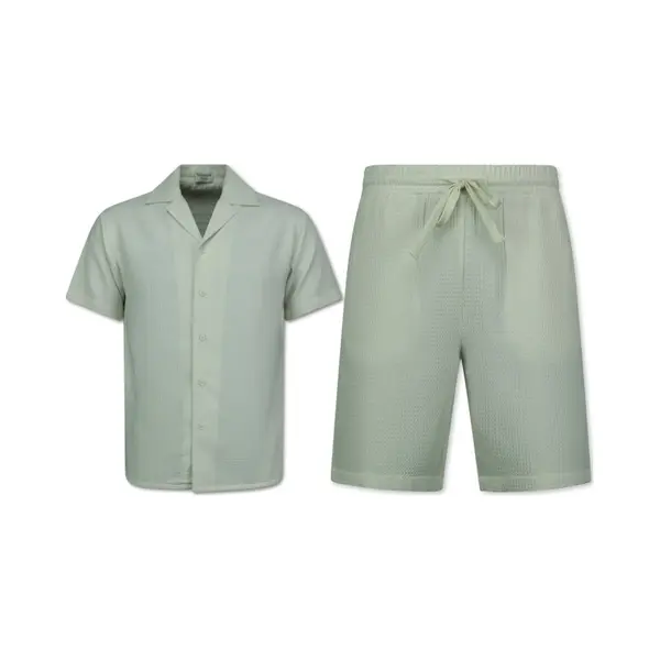Enos Ribbed Oversized Shirt - Zomerset Heren - Two Piece Setje - Co Ord Set - 009 - Beige thumbnail