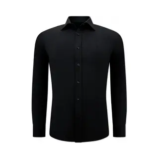 Gentile Bellini Heren Blouse Met Lange Mouwen - Slim Fit Overhemd Heren - Formele Oxford Business Overhemd Heren - Zwarte Blouse Heren - Zwart