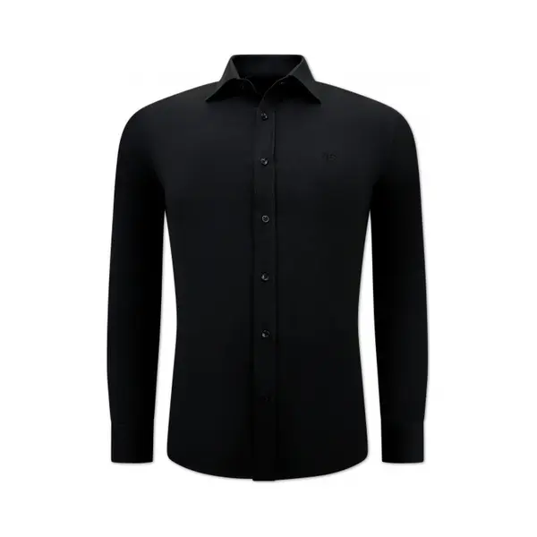 Gentile Bellini Heren Blouse Met Lange Mouwen - Slim Fit Overhemd Heren - Formele Oxford Business Overhemd Heren - Zwarte Blouse Heren - Zwart thumbnail