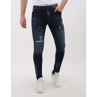 Mario Morato Jeans Heren - Spijkerbroek Heren Volwassenen - Stretch Jeans Heren - Slim Fit Heren Jeans - Ripped Jeans Met Scheuren - Mm-S-112 - Blauw