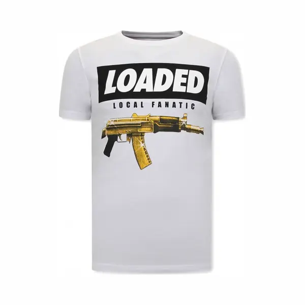 Local Fanatic Stoere Mannen Shirts - Loaded Gun - Wit thumbnail