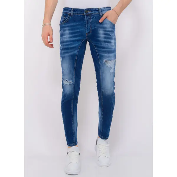 Local Fanatic Distressed Ripped Jeans Heren - Slim Fit -1082- Blauw thumbnail
