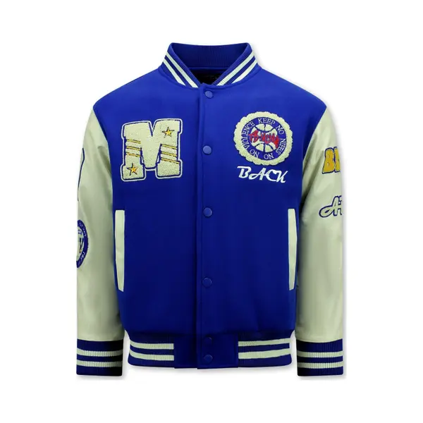 Enos Vintage Oversized American Baseball Jacket Heren - 7086 - Blauw thumbnail