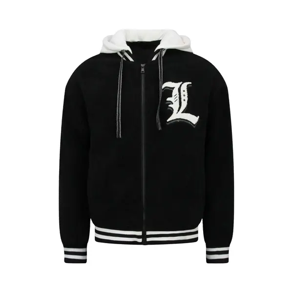 Enos Oversized Baseball Jacket - Teddy Jas Heren Met Capuchon - Tussenjas Heren - 537 - Zwart thumbnail