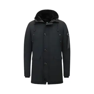 Enos Lange Winterjas Heren - Heren Parka Winterjas - 7103 - Zwarte Jas Heren
