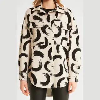 parisian Dames Oversized Print Jas - D89779 - Beige
