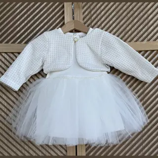 Luxe Feestjurk-bruidsjurk-doopjurk-doopkleding-bruidsmeisjes-doopsel-bruiloft-verjaardag-fotoshoot-tule Jurk Met Jasje-baby Jurk-tweedelige Set-effen