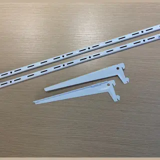 Element Set 2 Wandrail 100 Cm 6x Drager 38cm Wit - Systeem Voor Boekenplank - Opbergsysteem - Wandsteunen - Plankdrager - Wandrek Voor Garage - Trapkast -