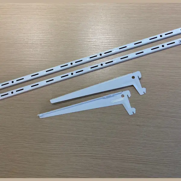 Element Set 2 Wandrail 100 Cm 6x Drager 38cm Wit - Systeem Voor Boekenplank - Opbergsysteem - Wandsteunen - Plankdrager - Wandrek Voor Garage - Trapkast - thumbnail