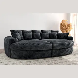 Geen merk, Bigsofa Zitbank Romantico Cosy Antraciet - Bank Chillsofa XXl In Extra Dik Corduroy Ribstof - Zetelsenbedden / Zitbanken Hoekbanken En Hoeksalons Big
