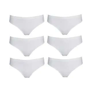 6-pack J&C Naadloze Dames String 1701 Wit -maat S