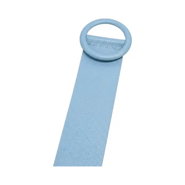 Borse in Pelle Babyblauwe Brede Leren Riem Ronde Gesp - Taille Riem - Leer Leder - Brede Dames Riemen Ceinturen - Babyblauw -Lichtblauw thumbnail