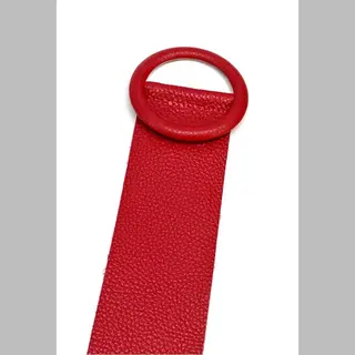 Borse in Pelle Dieprode Brede Leren Riem Ronde Gesp - Taille Riem - Leer Leder - Brede Dames Riemen Ceinturen - Dieprood