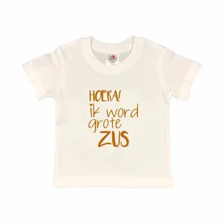 Shirt Aankondiging Zwangerschap Ik Word Grote Zus | Korte Mouw | Tan | Maat 110/116 Zwangerschap Aankondiging Bekendmaking Baby Big Sis Sister