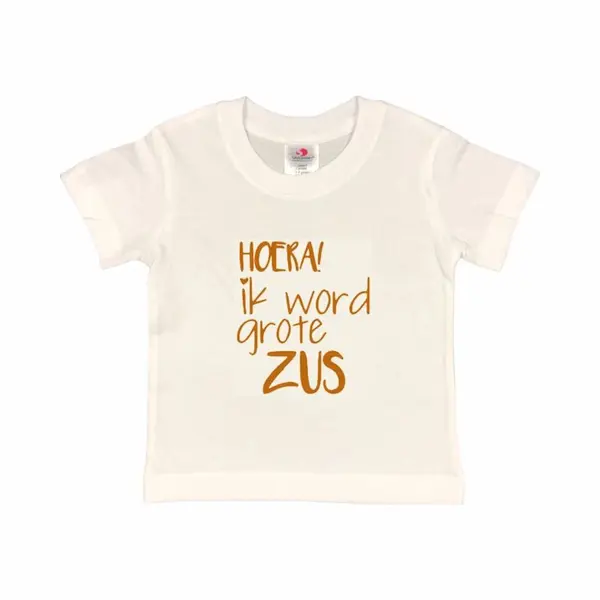 Shirt Aankondiging Zwangerschap Ik Word Grote Zus | Korte Mouw | Tan | Maat 110/116 Zwangerschap Aankondiging Bekendmaking Baby Big Sis Sister thumbnail