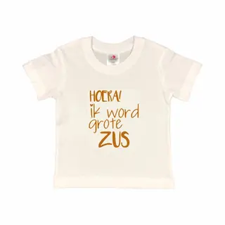Shirt Aankondiging Zwangerschap Ik Word Grote Zus | Korte Mouw | Tan | Maat 86/92 Zwangerschap Aankondiging Bekendmaking Baby Big Sis Sister