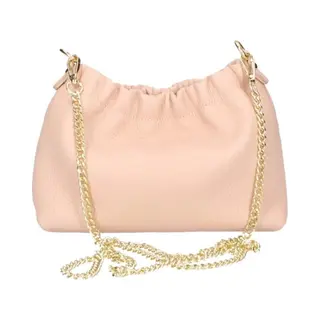 Borse in Pelle Oud Roze Leren Schoudertas Met Gouden Kettinghengsel - Italiaans Leren Crossbodytassen - Trendy Tassen - Oud Roze
