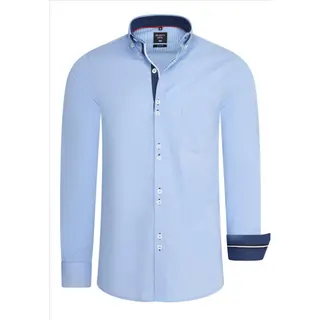 Rusty Neal Italian Style - Heren Overhemd - Dubbele Knopen - Blauw - Style-Italy