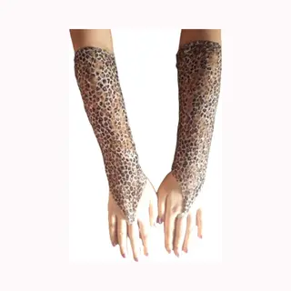 Handschoenen Van Kant Dierenprint Onesize Lange Elastische Visnet Vingerloze Handschoen Festival Panter Tijger | Wit | One Size | Kanten Wit