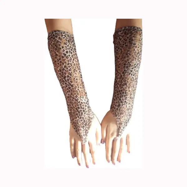 Handschoenen Van Kant Dierenprint Onesize Lange Elastische Visnet Vingerloze Handschoen Festival Panter Tijger | Wit | One Size | Kanten Wit thumbnail