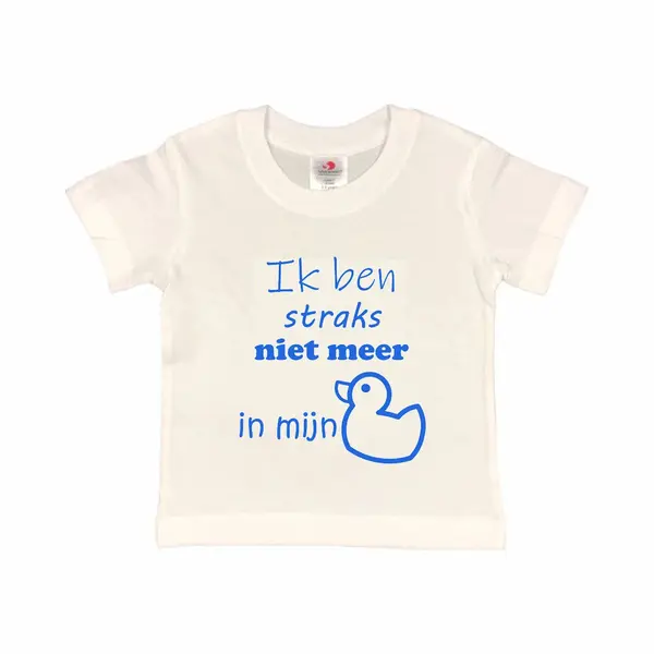 Shirt Aankondiging Zwangerschap "Ik Ben Straks Niet Meer In Mijn Eendje | Korte Mouw | Wit/blauw | Maat 86/92 Zwangerschap Aankondiging Bekendmaking thumbnail